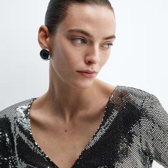 NWT Mango Pursed Sequined Dress - Size 4 - Picture 4 of 11